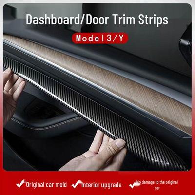 Carbon Fiber Decor Strips for Tesla Model 3/Y Dashboard & Console Protection