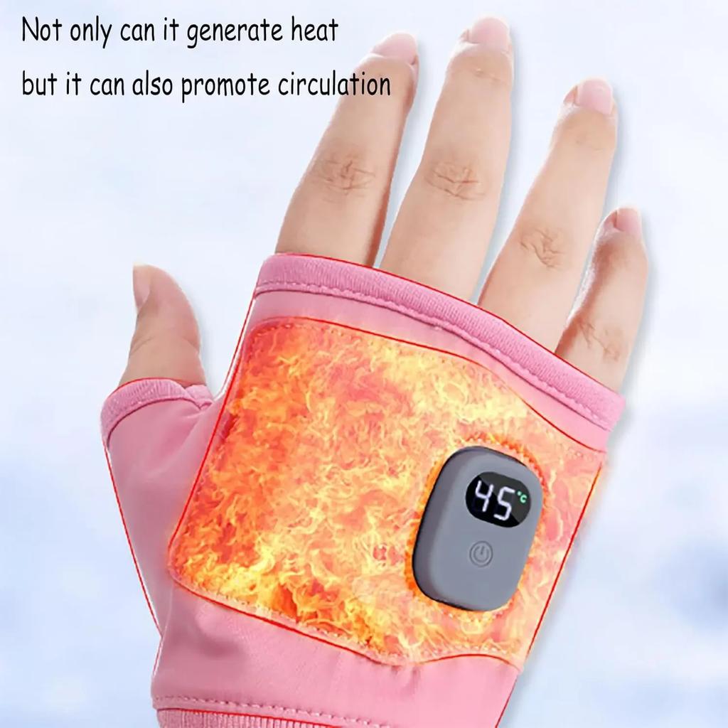 Windproof Rechargeable Heated Gloves 360 Degree Thermal Warm Fingerless for Outdoor Hiking Cycling Winter Sports Heated