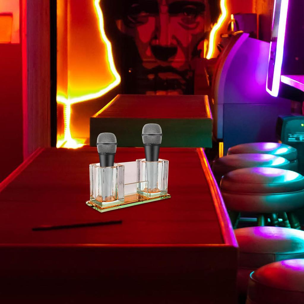 Lurrose Desktop Microphone Desktop Acrylic Microphone Tabletop Microphone Stand Tabletop Wireless Storage Holder, Stand, Holder,