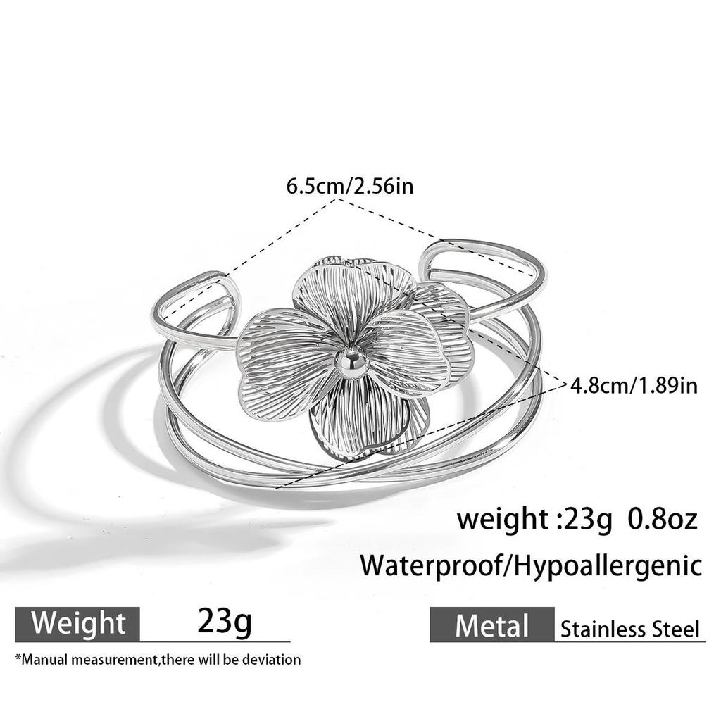 European & American Ocean Style Stainless Steel Bracelet with Starfish, Seashell, Coral Flowers, and Natural Stone Bangle Hand Jewelry.