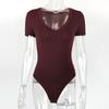 GMXIA Letní jarní dámské sexy body s krátkým rukávem a výstřihem do V