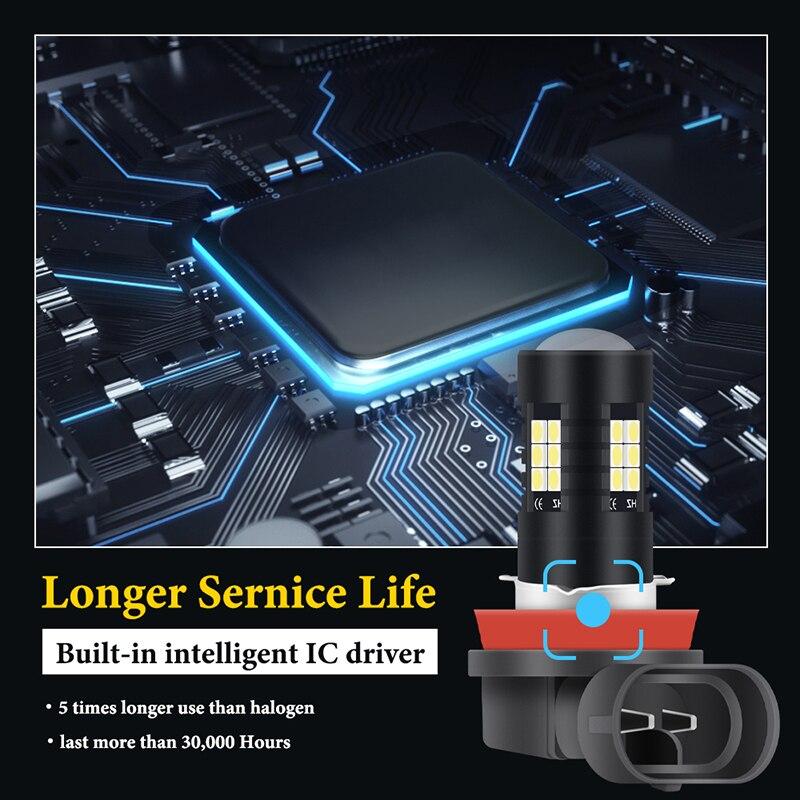 2pcs H7 H8 H11 Fog Light Bulbs H4 Bulb HB3 9005 Bulbs Fog Light Bulbs 3030 21SMD Auto Lamp Daytime Running Lamp 12V White