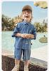 [Cowboy] Mini Balabala Boys' Set Lightweight Cotton Hemp Short Sleeve Shirt Pants Summer New 2026