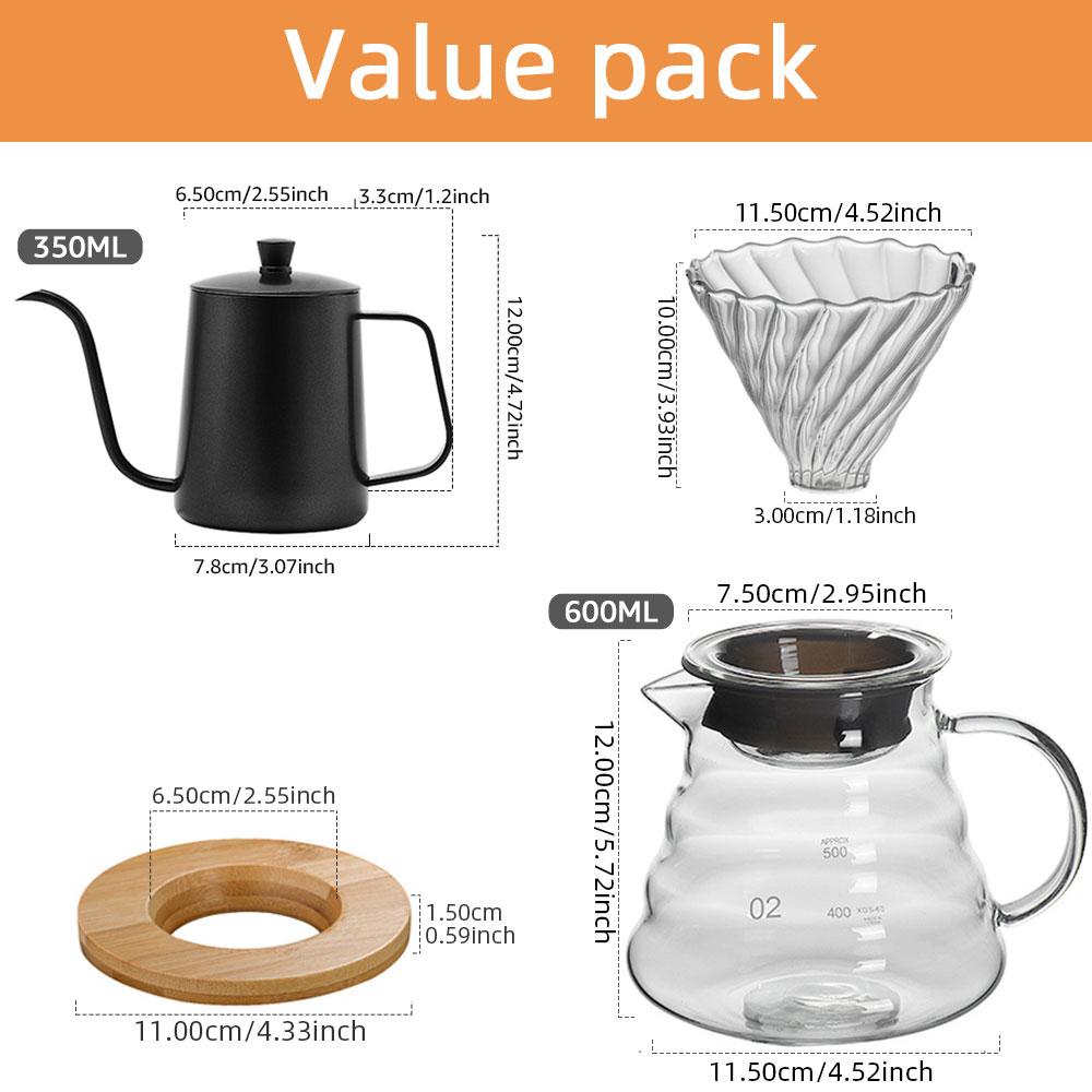 Ensemble de cafetière en verre Pot à partager Filtre à papier gratuit Pot à nuage Pot à goutte américain Ustensiles à café réutilisables