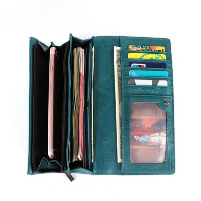 Stylish Women's Purse Vintage Genuine Leather Multi-slot Hold Bag Mobile Phone Bag Long Purse