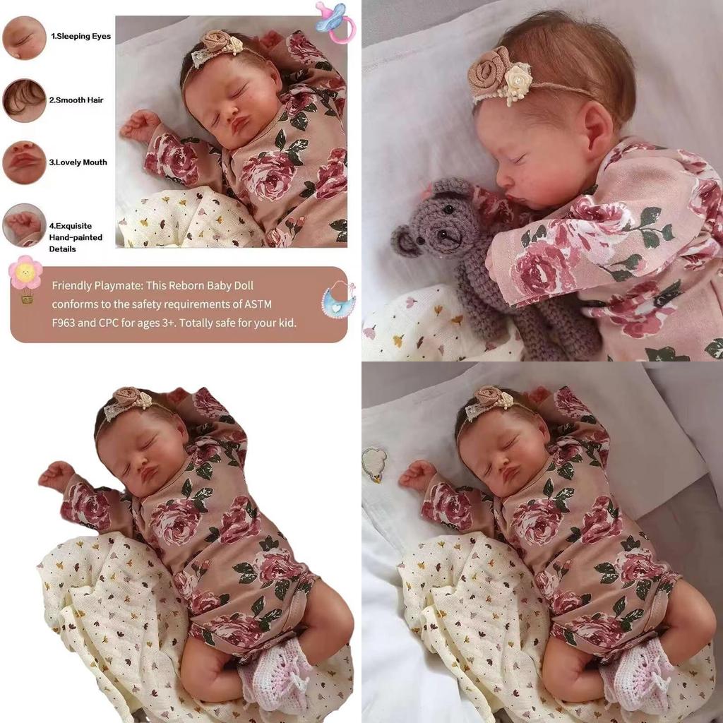 Silikon-Reborn-Baby-Puppe mit handbemalten Merkmalen für Sammler und als Geschenk
