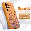 Retro Hot Pink Flower Pattern Case For Samsung Galaxy S26 Ultra S25 Edge S24 Plus S23 FE S22 A54 A55 A56 5G Magnetic For Magsafe Matte Cover