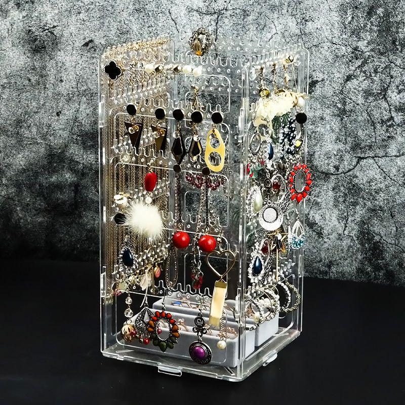 Plastic Transparent Jewelry Box Storage Necklace Bracelet Jewelry Boxes Organizer Earrings Display Stand Storage Accessories
