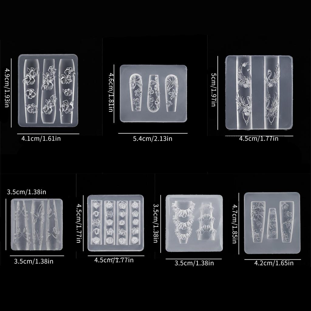 Flexible Silicone Mould for Nail Art Featuring Butterfly and Flower Designs Accessory for Practical Embossed Patterns