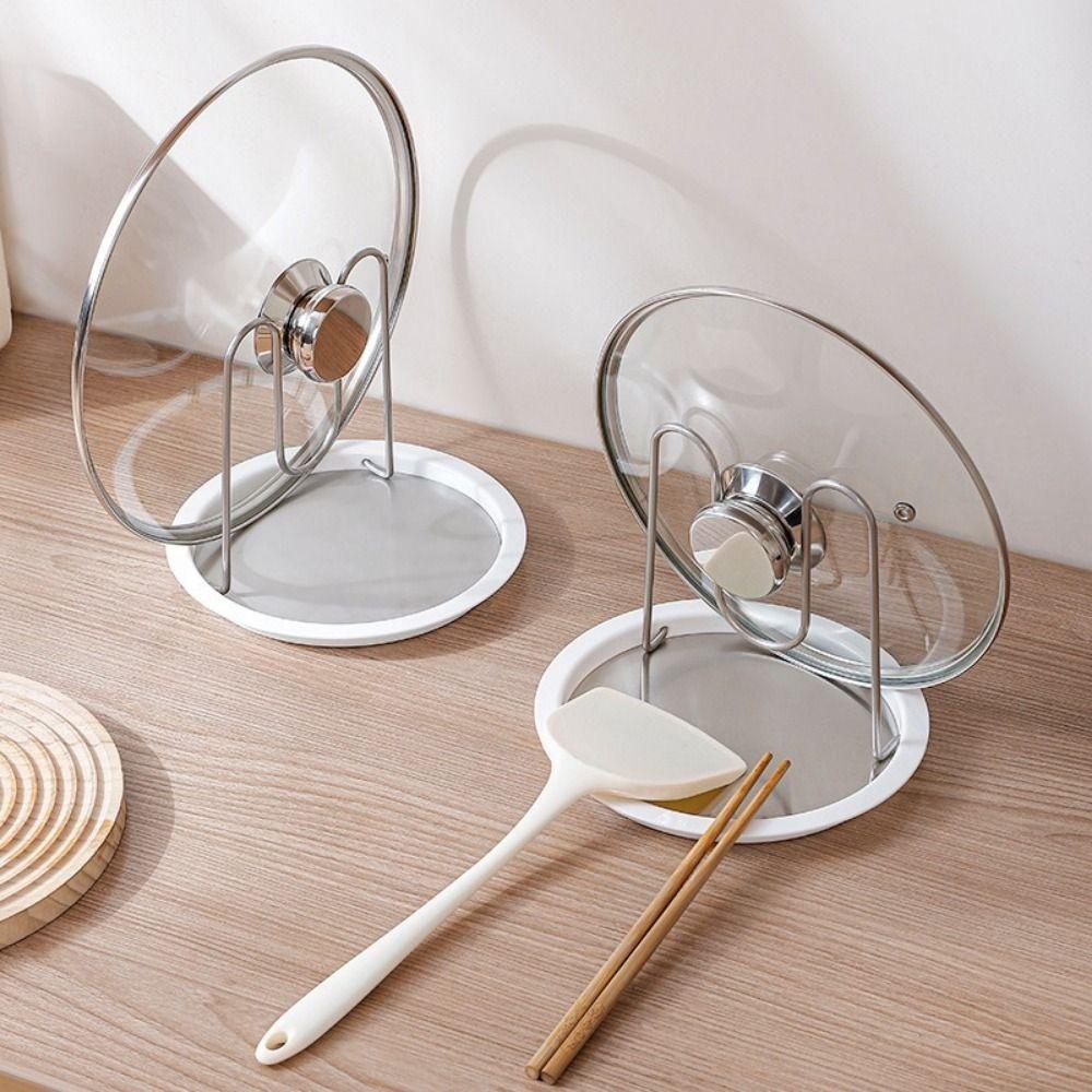 Heat Resistant Pot Lid Holder Stainless Steel Pot Lid Stand Multi-functional Spoon Rest  Kitchen