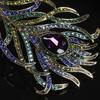 New Peacock Feather Jewelry Vintage Multi-color Rhinestone Brooch Pins Suitable Household Jewelry Ornaments Clips Supplies