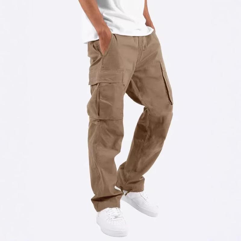 2025 Men's Summer Casual Workwear: Thin European & American Style Drawstring Multi-Pocket Pants