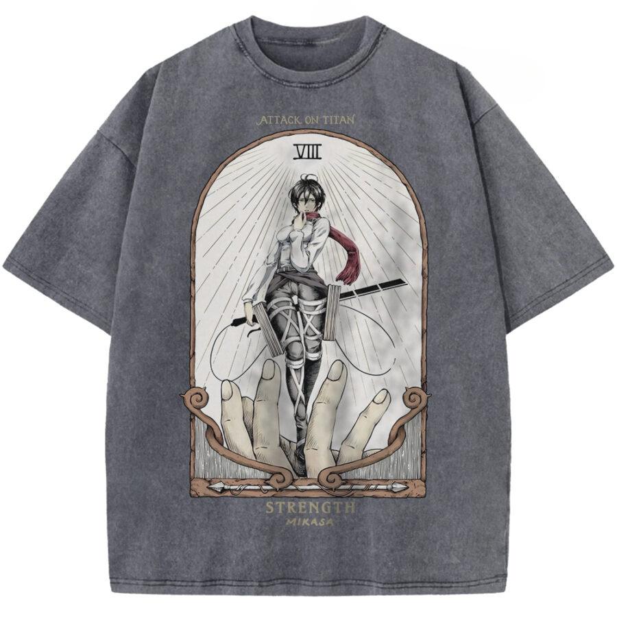 Attack On Titan Mikasa AckermanGraphic Tshirt Men Women Clothing Short Sleeve Cotton T-shirts Washed Tee Harajuku Male T Shirt