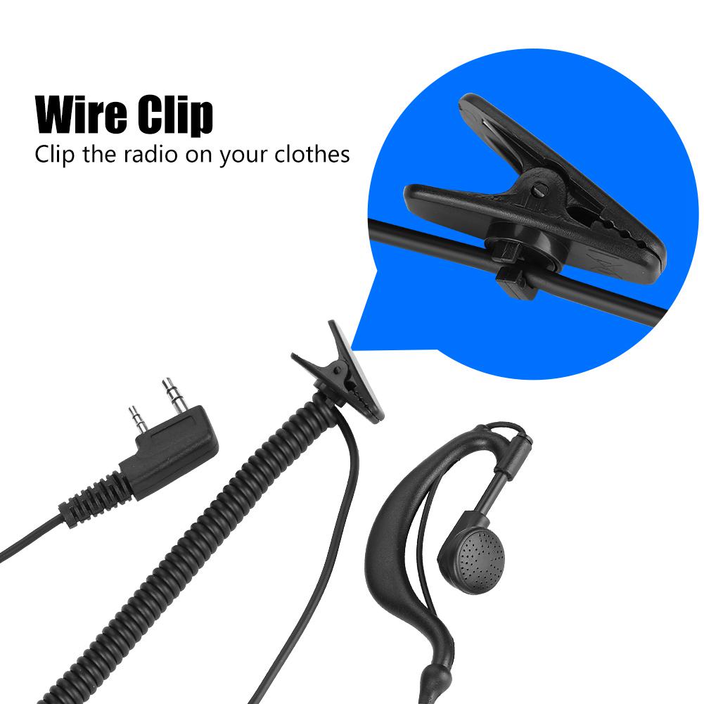 2Pin Earpiece PTT Walkie Talkie Headset EAr Hook for Two Way Radio
