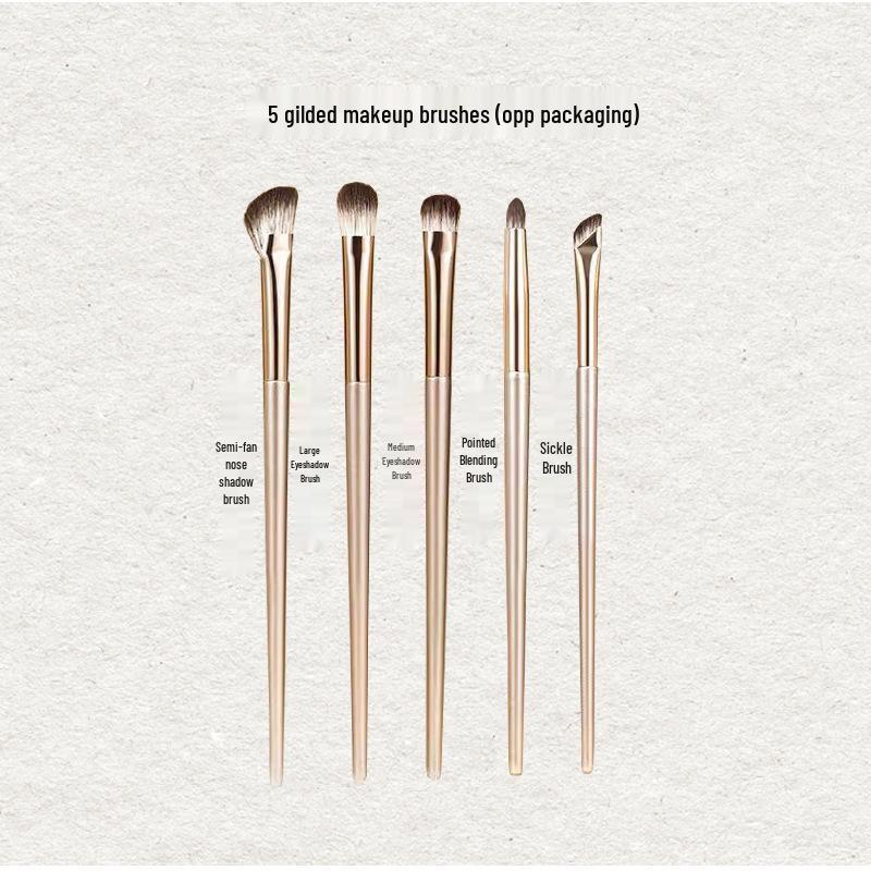 15-Piece Golden Eyeshadow Brush Set - Soft Hair Detail Brushes for Nose Shadow and Blending.