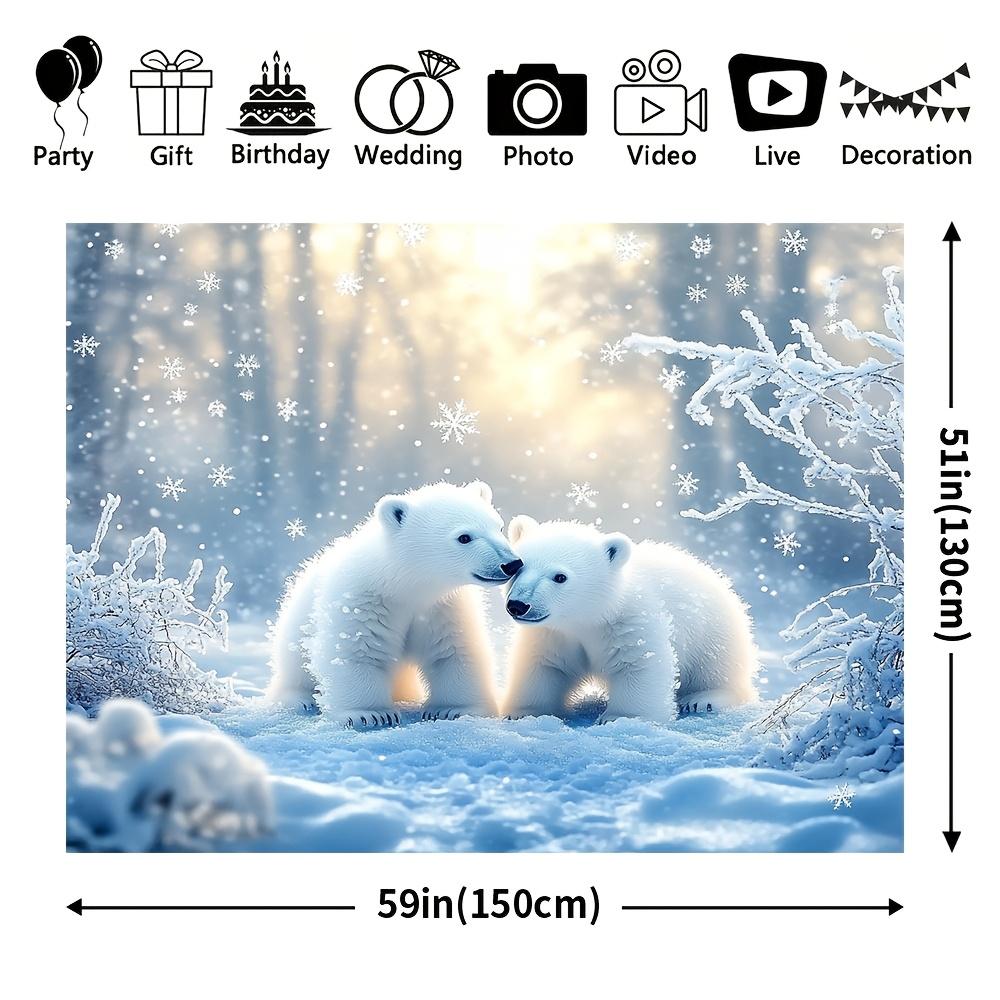 1Pcs Polar Bear Winter White Decoration Background Winter Backdrop For Photo Studio Photo Booth Party
