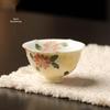 Yanyan Hand-Painted Butterfly Ceramic Tea Cup with Floral Rim, High-Foot Design - Ideal for Ladies' Kung Fu Tea Set
