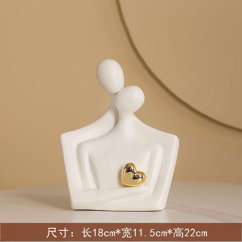 Ceramic Figure Figurines Modern Decoration Home Sculpture Nordic Decorative Abstract Couple Statue Living Room Crafts Ornaments