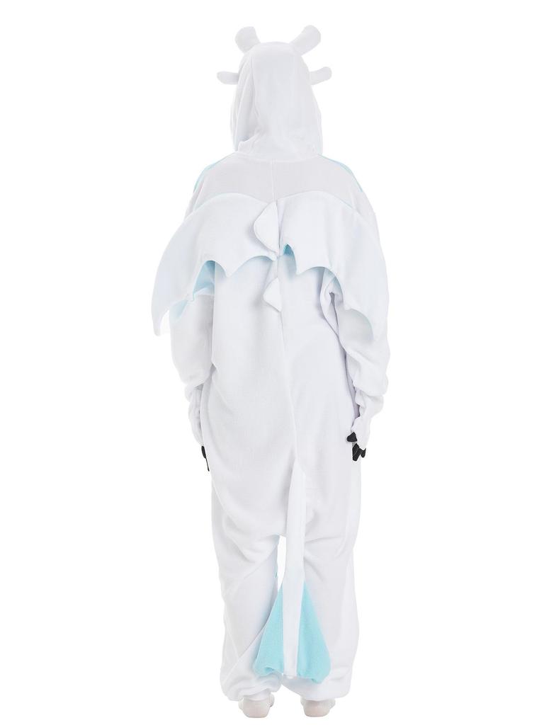 Black & White Dragon Cartoon Onesie Pajamas, Couple Style, Medium-Thick, Plus Size Homewear.