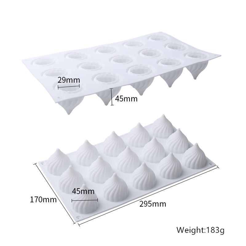 3D Fruchtmousse Silikon Kuchenformen: Birne, Apfel, Ananas, Pfirsich, Durian, Himbeere.