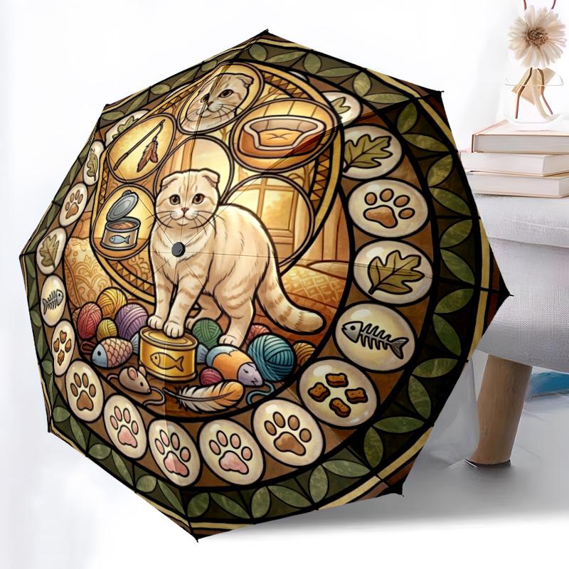 Cats Cozy Haven pattern umbrella, portable and foldable design, 8 ribs, a casual accessory for Halloween, Christmas, and birthday gifts. разноцветный