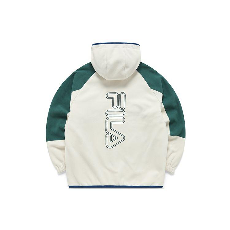 Fila Fusion Color Block Half-Zip Logo Sports Loose Hoodie Men Hoodies Milk-Beige T11M213705FBG