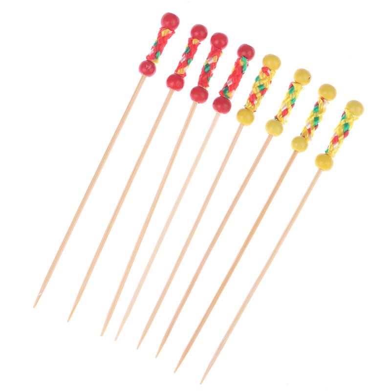 100Pcs/Pack Fruit Fork Cocktail Stick Bamboo Skewers Candied Haws Sticks