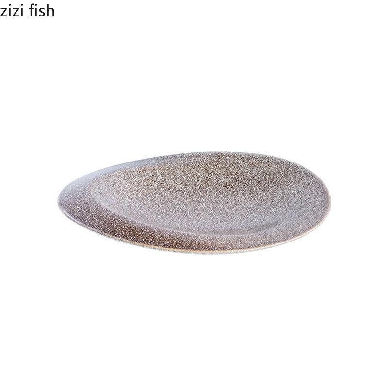 Creative Irregular Oval Ceramic Plate Restaurant Fish Plate Dessert Plate Sushi Dish Shallow Plates Restaurant Special Tableware