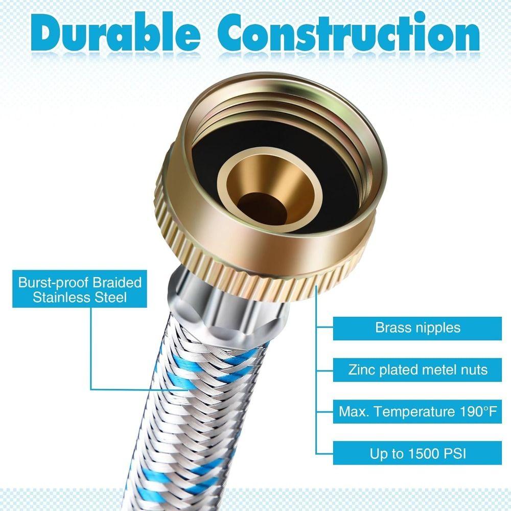 Leak-proof Washing Machine Hoses Stainless Steel Hose Splitter Hose Y Connector  Outdoor Faucets