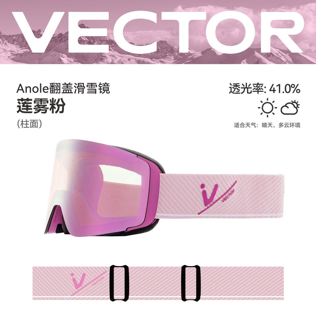 VECTOR Wearable ski goggles with flip-up lens, suitable for those who wear glasses, double-layer high-definition anti-fog ski goggles for men and