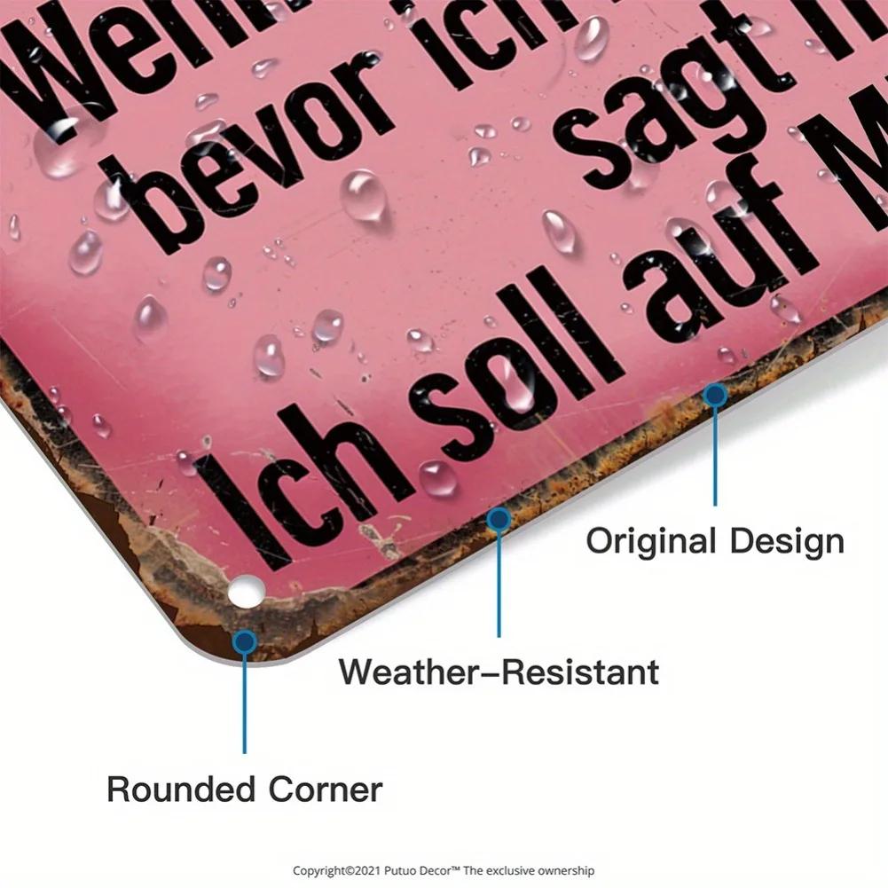1pc Vintage GermanInspired Metal Tin Sign  Ich Bin Nicht Da Quote Rustic Wall Art for Home Office Cafe Bar or Gift
