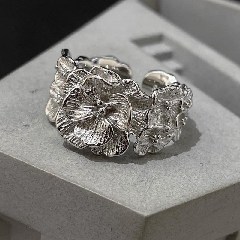 VENTFILLE 925 Sterling Silve Flower Ring for Women Girl Gift Gardenia Flower Personality Retro Opening Jewelry Dropshipping