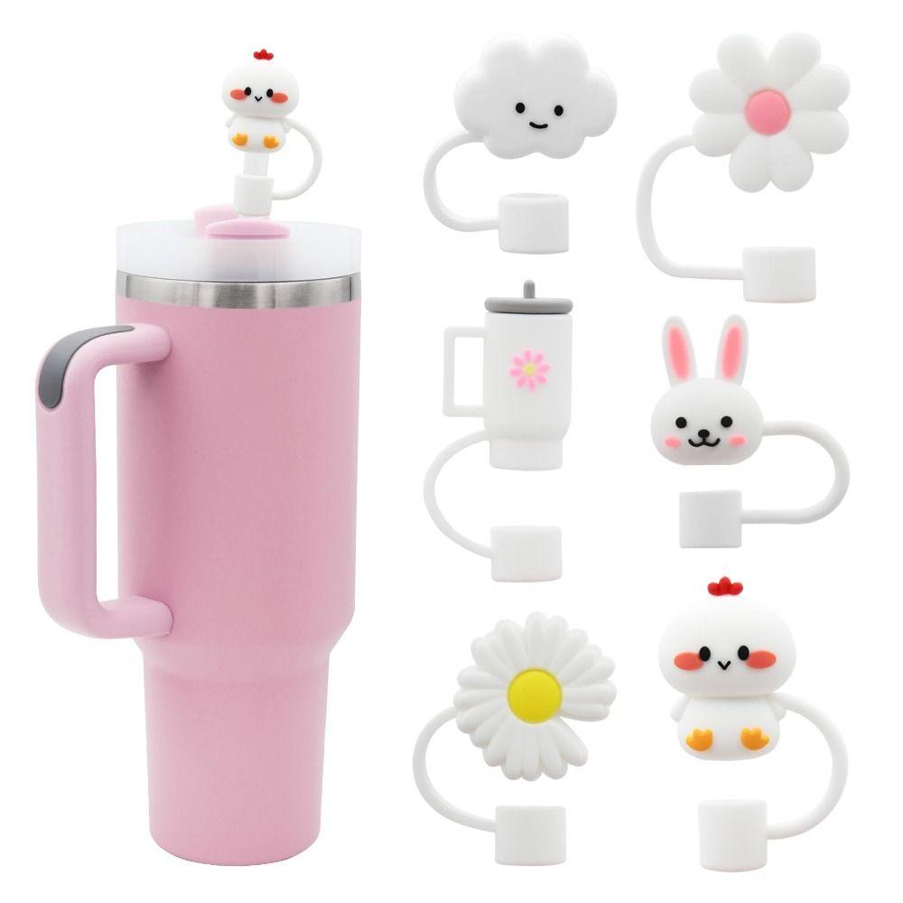 5/6 ks Růžové krytky na brčka Roztomilé prachotěsné zátky Kreativní sada zátěžek proti rozlití