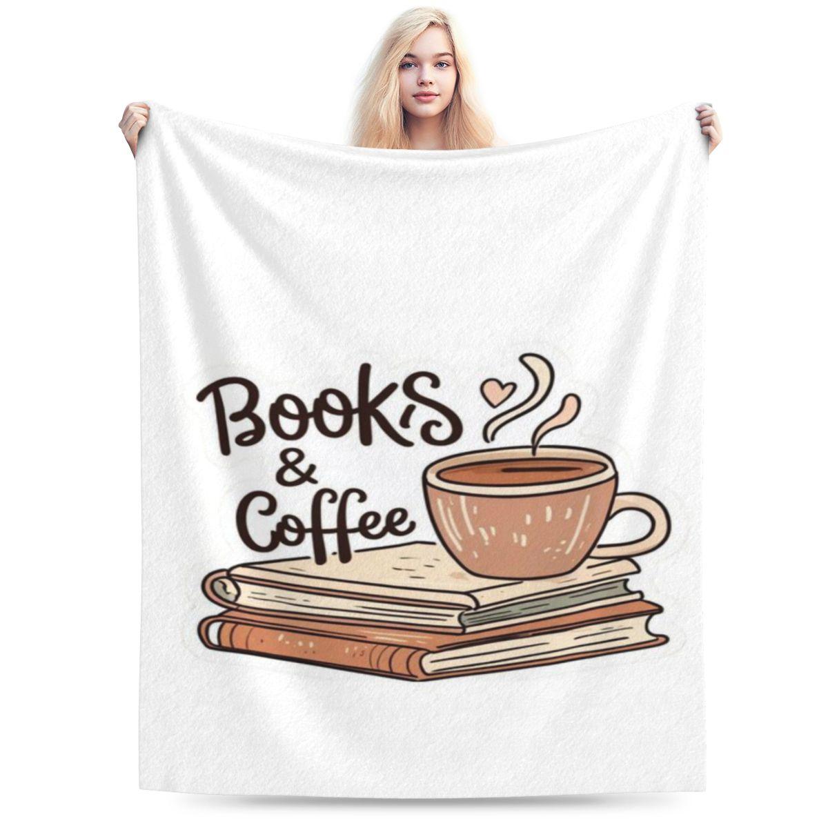 Books And Coffee Sticker Cozy Aesthetic For Book Lovers And Readers Custom Warm Decorate Home An UltraSoft Micro Fleece Blanket 75x100cm