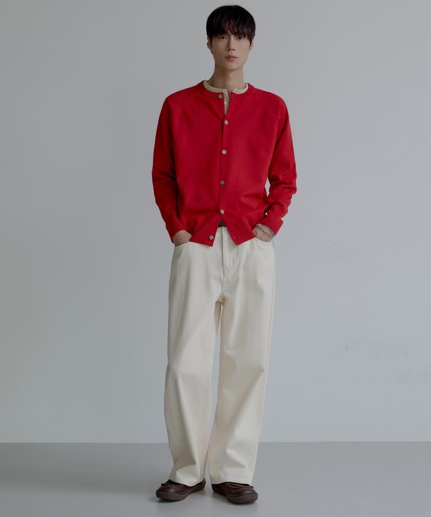 Nodu Raglan Herasi Round Crop Cardigan [Red]