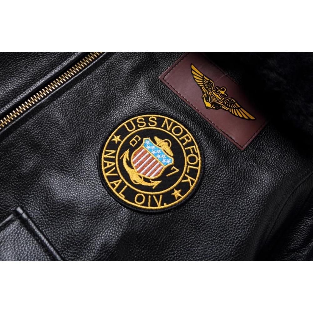 Chinese Size Top G1 Genuine Cowhide Men Leather Jacket Detachable Fur Collar Flight Suit Jackets For Men Military Aviator Coat Winter