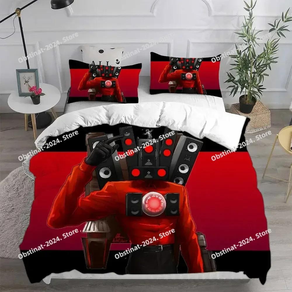 Game Skibidi Toilet Arale Bedding Set Print With Pillowcase Bed Duvet Cover Soft Single Double Queen Super King Size Kids Adult