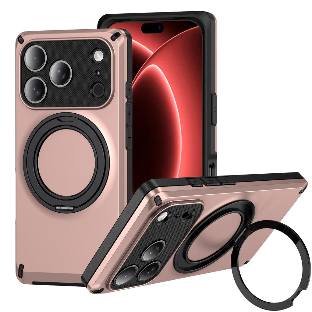 For Magsafe Magnetic 360°Rotating Metal Bracket Armor Phone Case for IPhone 18 Pro Max 15 16 17 Pro Max Plus 18 Pro Bumper Cover