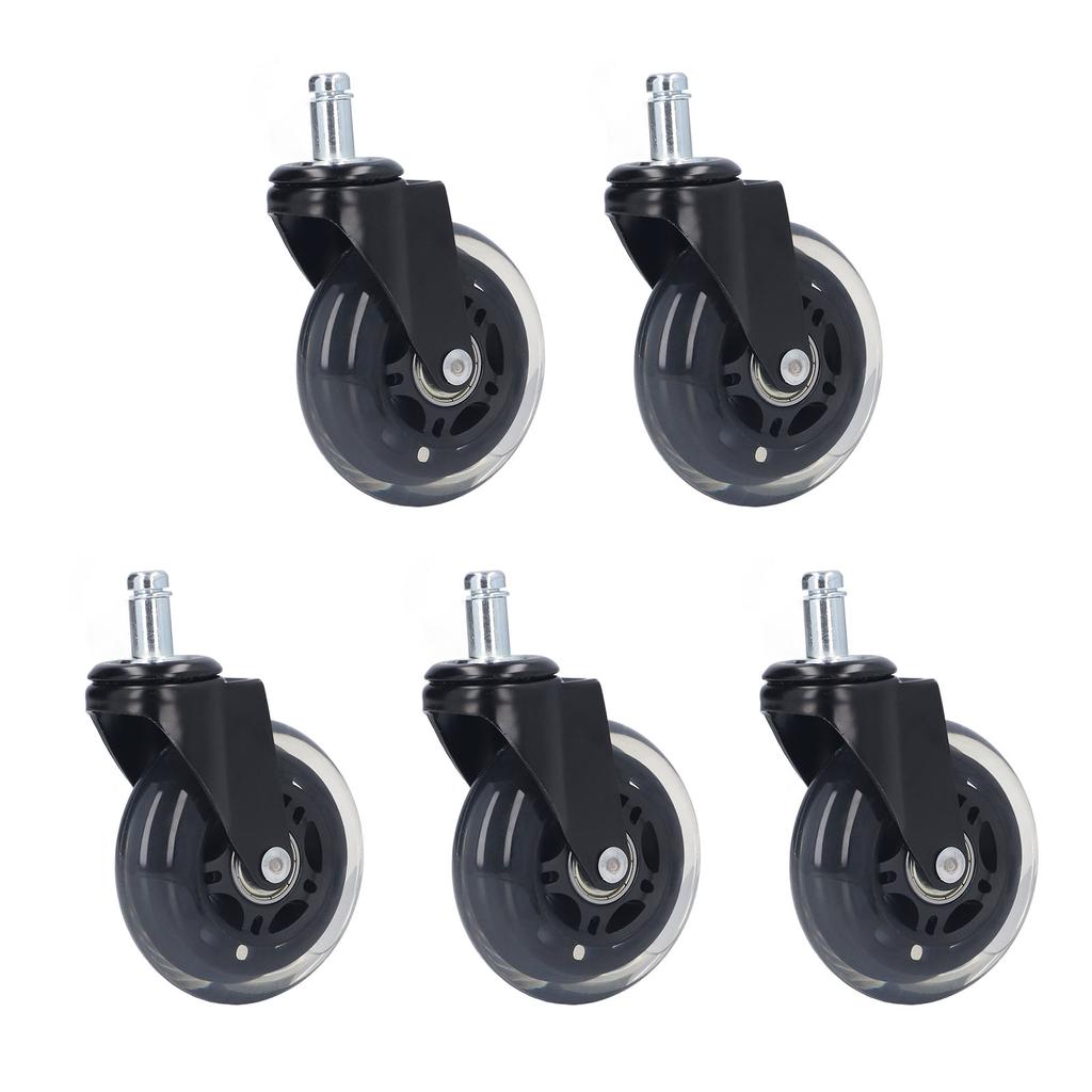 5 Pcs Chair Rotate Wheel 3in 360 Degree Noise Free Scratch Resistant Straight Chair Caster for Office