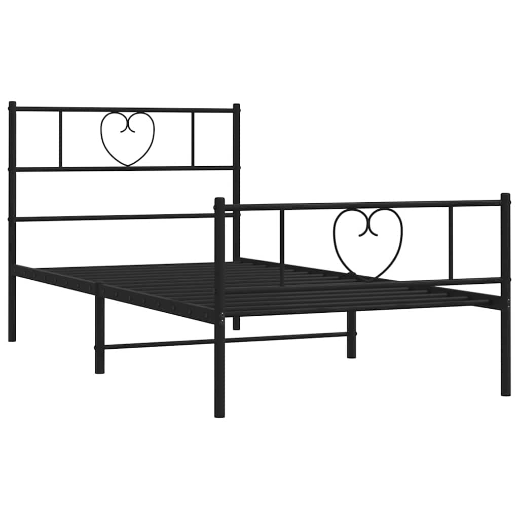 Vidaxl Struttura Letto in Metallo con Testiera e Pediera, Nera, 100X190Cm