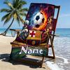 Serviette de Plage Personnalisée avec Nom Club de Football Barcelone, pour Voyage Camping Fête à la Plage Décoration Intérieure, Cadeau d'Anniversaire pour la Famille et les Amis