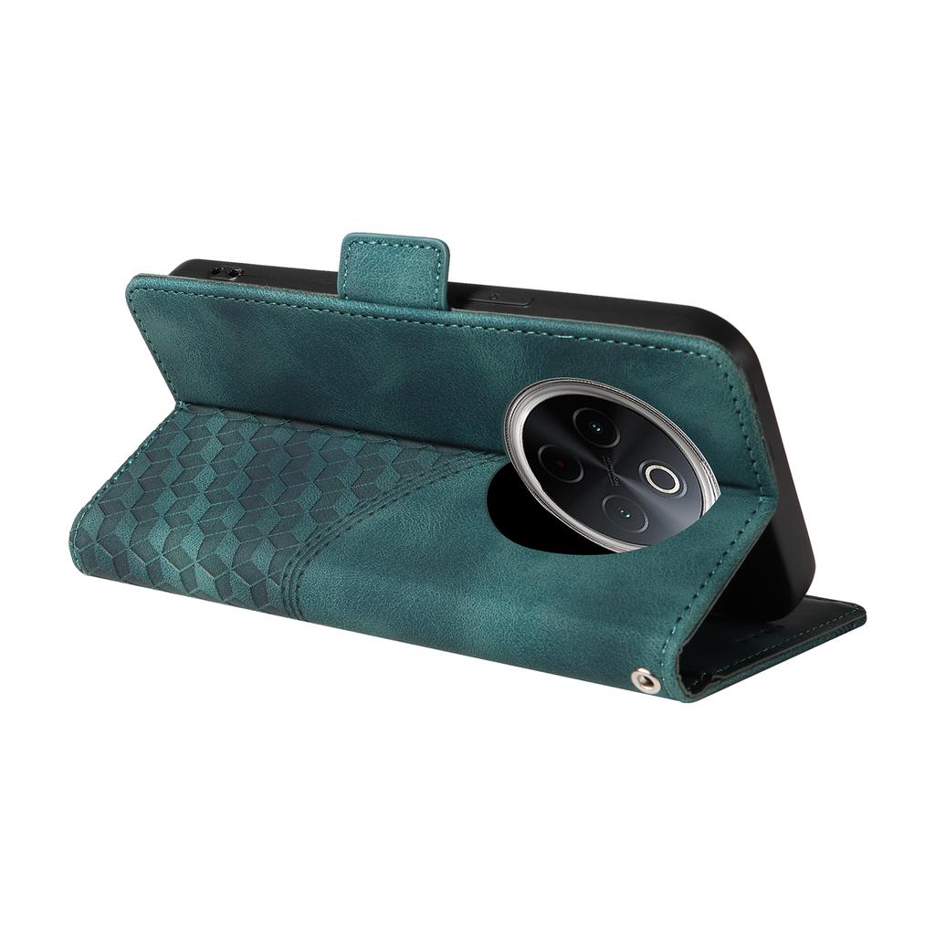 For Vivo Y300 Pro 5G Case PU Leather Phone Cover Rhombus Starry Imprinted