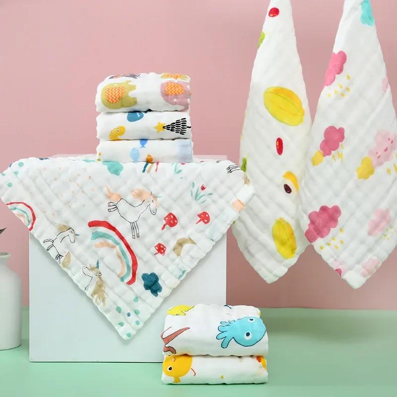 Muslin 6 Layers Cotton Soft Baby Towels Baby Face Towel Handkerchief Bathing Feeding Face Washcloth Wipe Burp Cloth Hand Towel