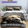 3PC Custom Name Pug Portrait Name Bedding Set Duvet Cover Closure Includes 1 Duvet Cover & 2 Pillowcases for Bedroom