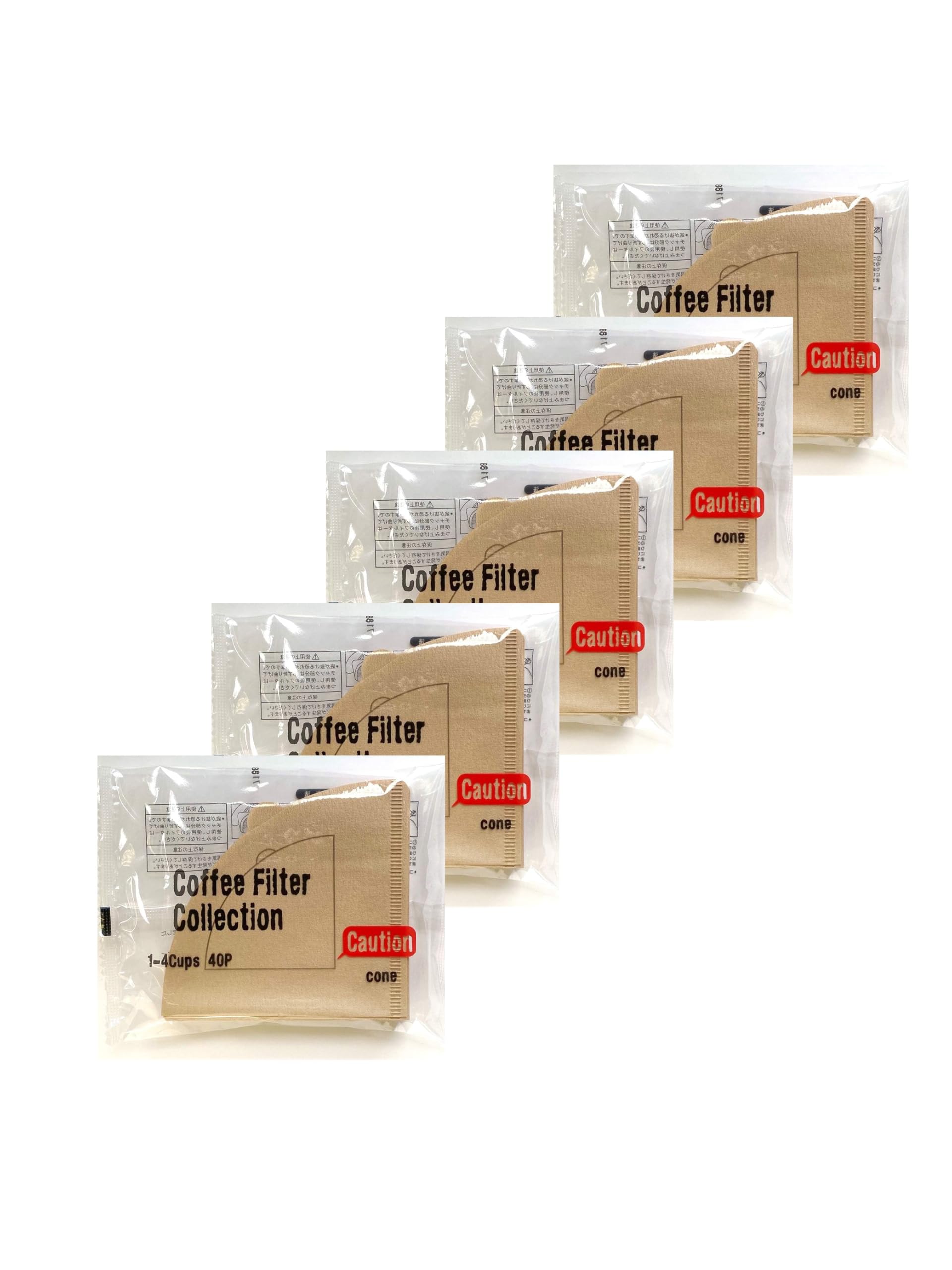 

Kanae Paper Coffee KS 40 Filters x 5 Brown Filters, Conical, 1-4 Cups, Packs, Unbleached,