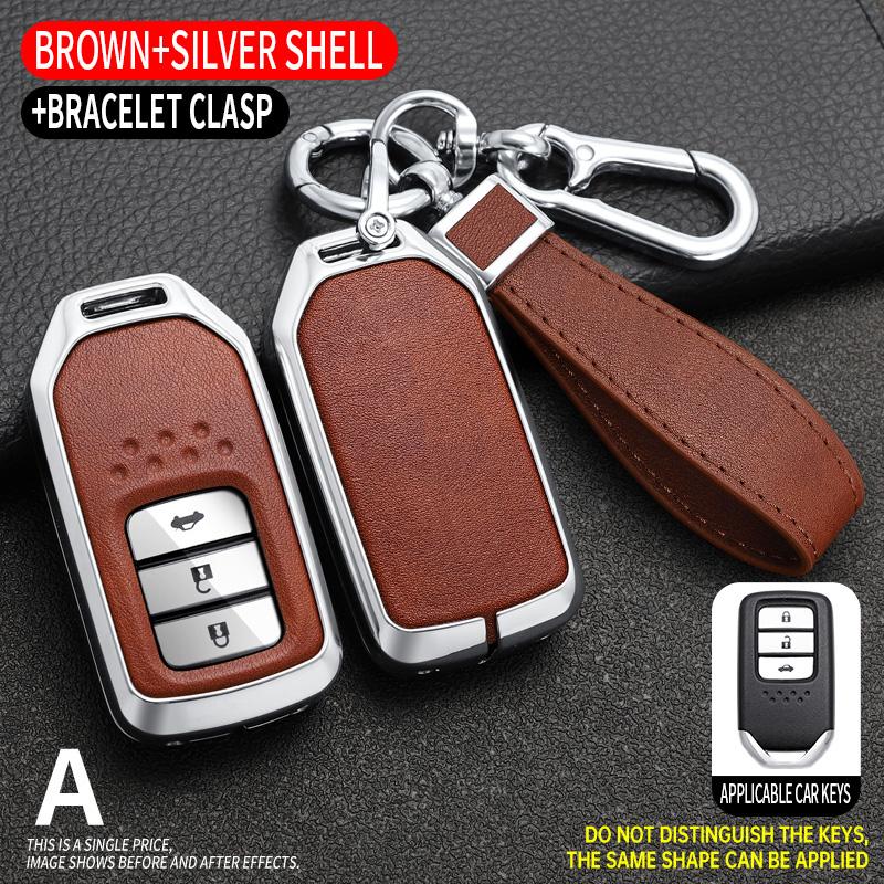 Leather Car Remote Key Cover Case Shell For Honda Civic City Accord Crv Cr-V Xr-V Odyssey Vezel Jade Crider Fit Accessories