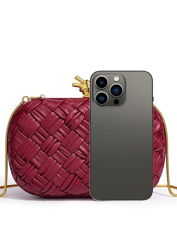 Borsa a mano intrecciata versatile da donna 2025: Elegante Pochette e Borsa a Tracolla con Catena per Banchetti, Serate e Altro