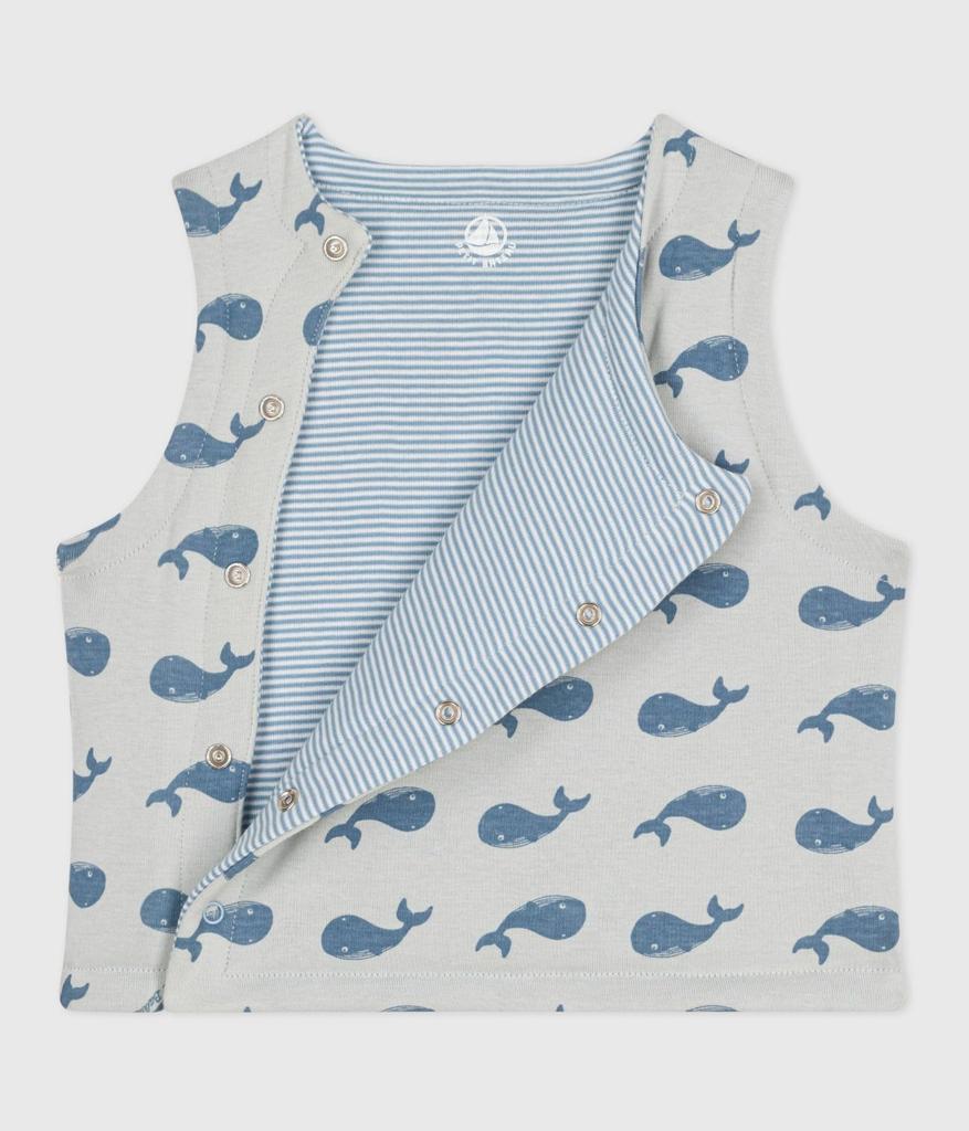 Petit Bateau Reversible Vest A0EBM Blue 12 Months 74cm Gray/Light