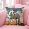 Handsome HHorse Watercolor Painting Canvas Cushion Cover Linen Pillowcase Cover Soft Decor for Sofa Home Room