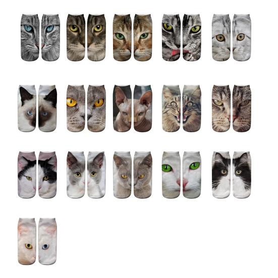 Realistic Cat Face Socks 3D Cat Print Animal Socks Breathable Funny Casual Socks Gag Gifts for Cat Lovers Men Women